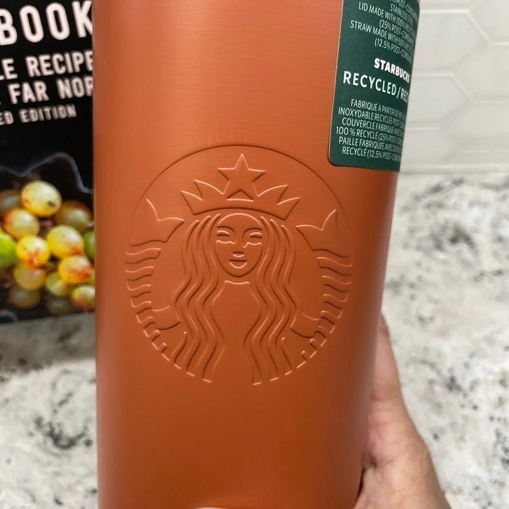 Starbucks 2024 Terracotta Brown/Orange Recycled Triangle SS Venti Tumbler. NWT.